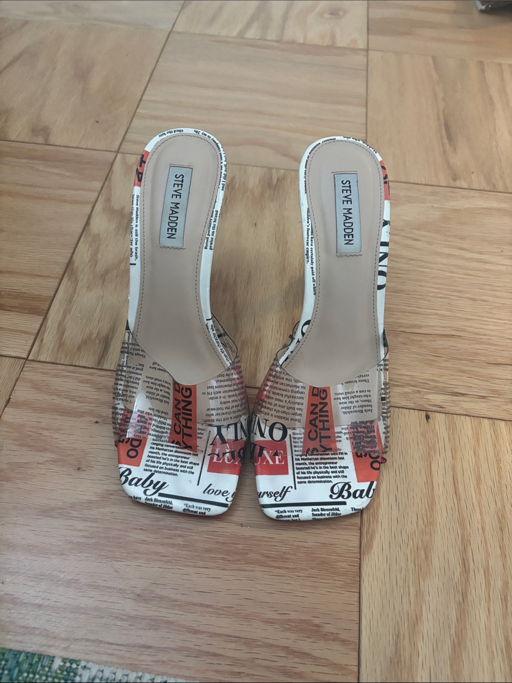 Steve Madden Printed Clear Square-Toe Heel